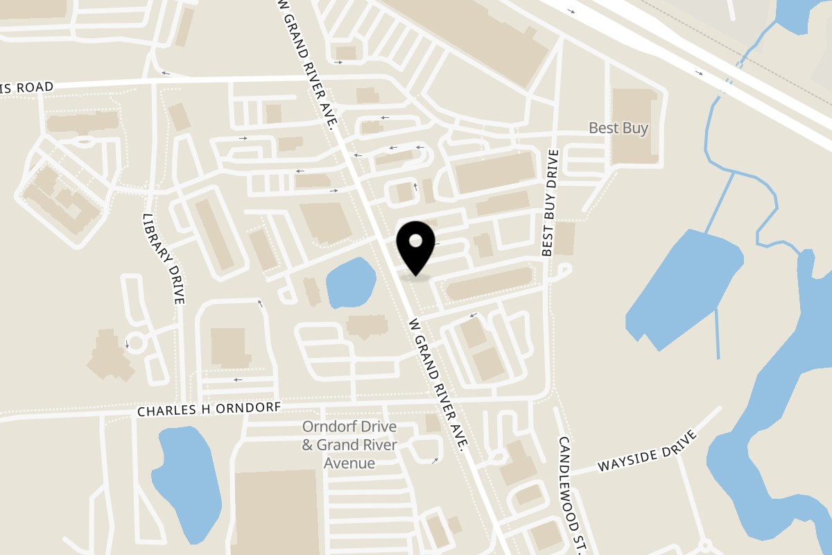Map showing the location of Fork & Spoon Brunch House on 101 Brookside Ln in Brighton